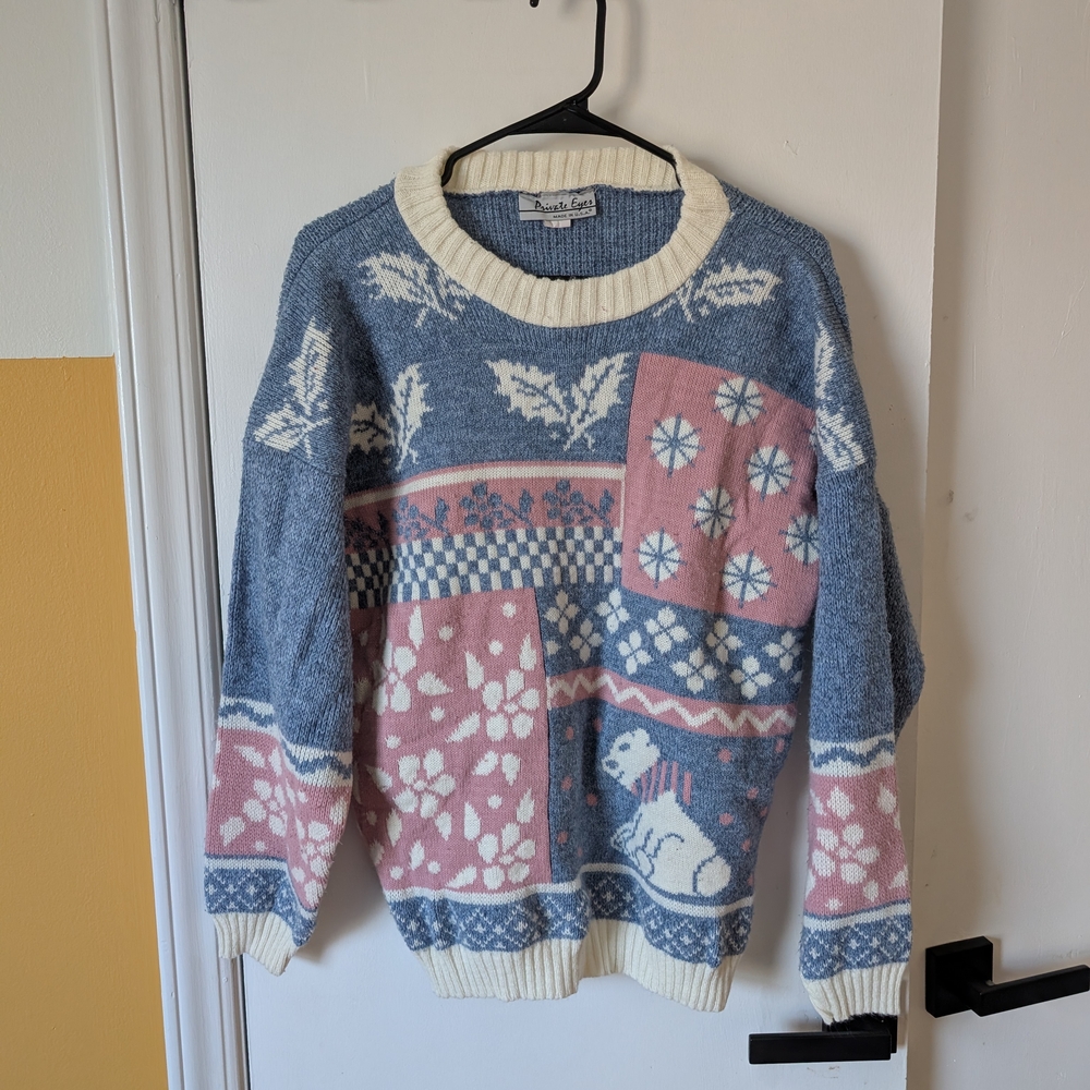 Northern Reflections Blue and Pink Winter Sweater
